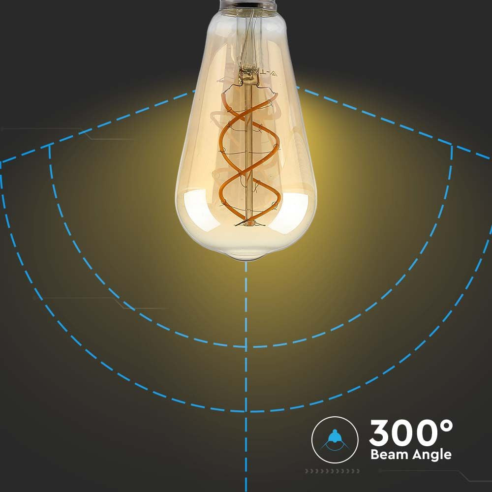 ST64 5W Ravfarvet Glas Kultrådspære med E27 Fatning - Dæmpbar, 1800K, 250lm, RA80