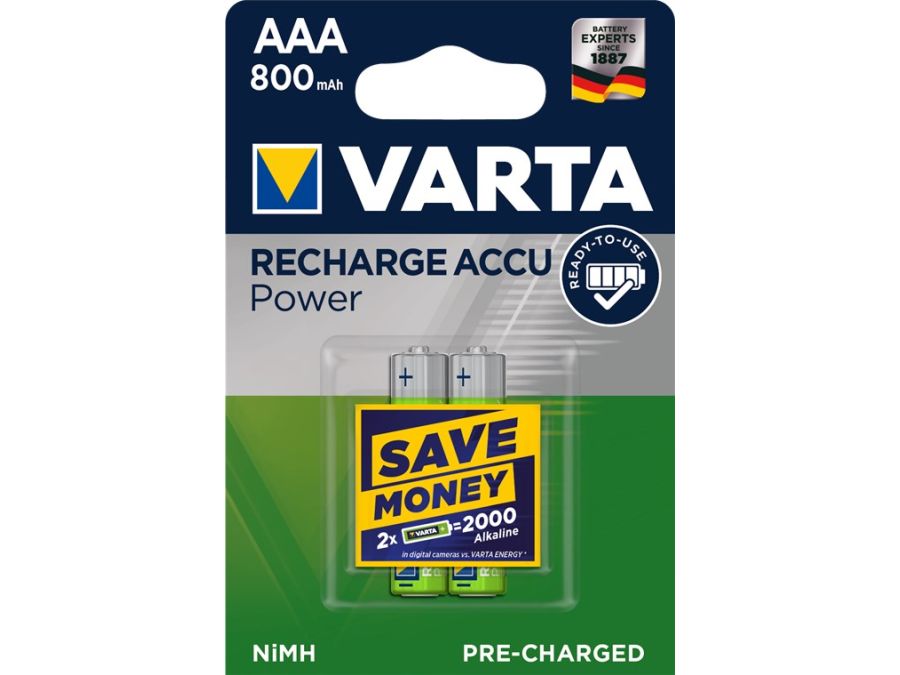 NiMH AAA/HR03 batteri - 1,2V / 800mAh, ReadyToUse (2 stk.)