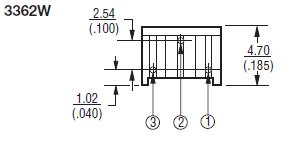 Single-turn trimmepotmeter - 7mm vert. 1kOhm, 0,5W (±10%)