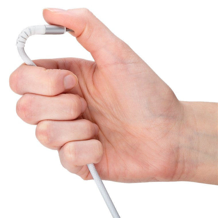 USB-C til USB-C Supersoft PD Tekstilkabel, 3A, Hvid (3m)