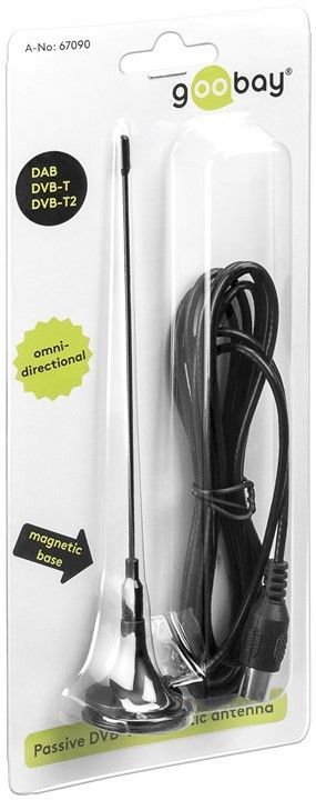 DVB-T antenne m. magnetfod, DVB-T/DVB-T2