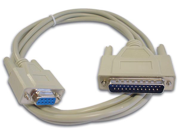 Modemkabel - SUBD9 hun til SUBD25 han (2m)
