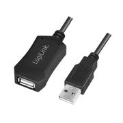 USB 2.0 forlænger repeaterkabel - A han til A hun, Sort (5m)