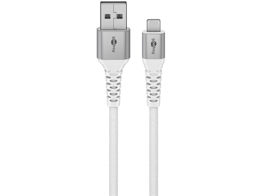 USB-A til Lightning Supersoft PD Tekstilkabel, 3A, Hvid (2m)