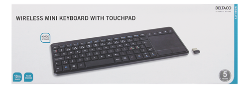 Trådløs mini-tastatur m. touchpad - Nordic (med ÆØÅ)