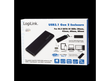 USB 3.1 ekstern harddisk-kabinet til M.2 NGFF (SATA) SSD