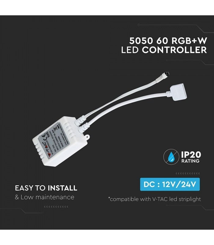 RGB+WW controller med fjernbetjening - Passer kun  til RGB+WW strip, 12V, infrarød, 96W