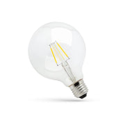 LED G125 E27 230V 8W Kultråd KLART Spectrum - Energibesparende pære med stor fatning og klart lys til stemningsfuld belysning - 1000lm, RA80