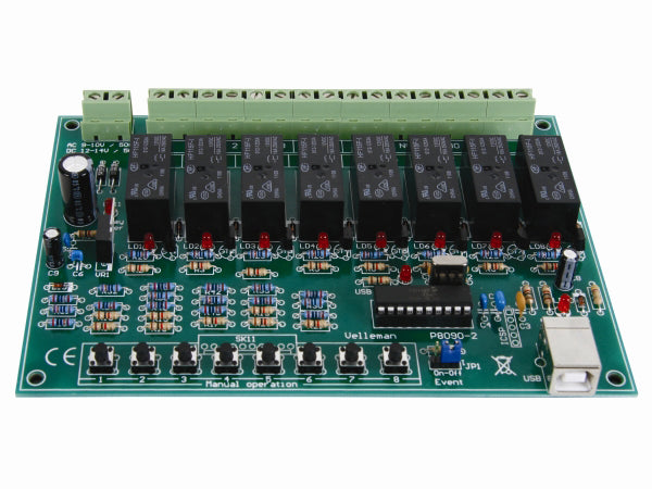 8 kanals USB relæ kort (loddekit)