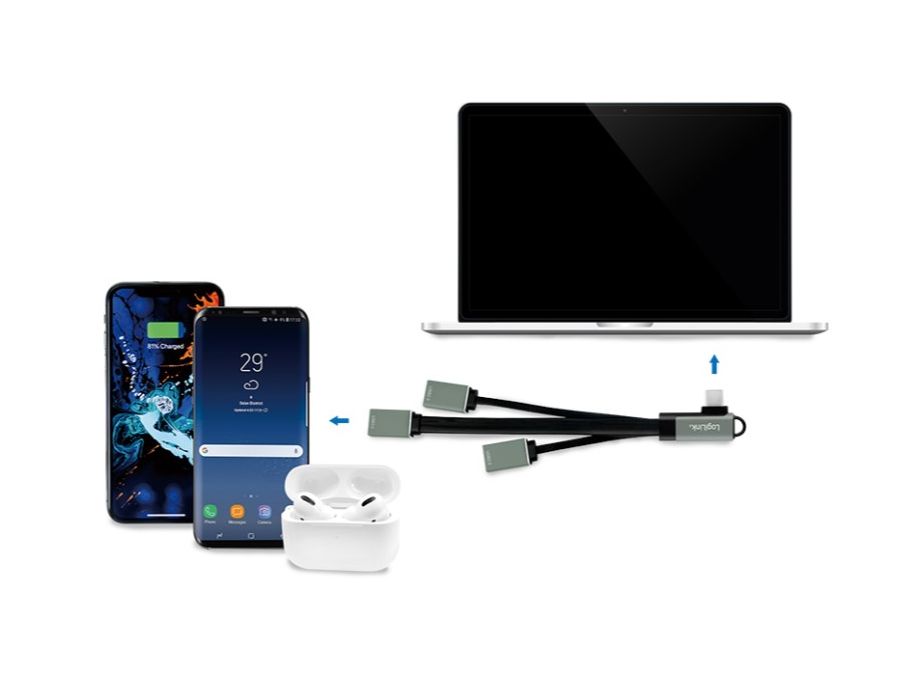 Vinklet USB-C hub - 2 x USB2.0, 1 x USB3.0, 480/5Gbps