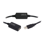 USB 2.0 repeaterkabel - A han til A hun, Sort (15m)