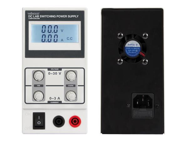 Laboratorie strømforsyning - 0-30V / 0-3A m. LCD display