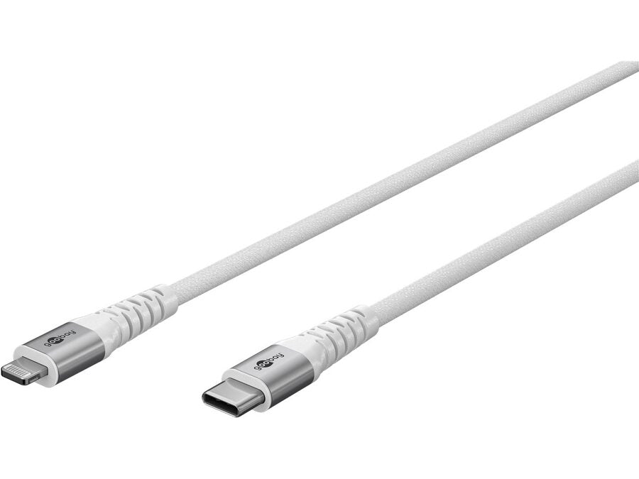 USB-C til Lightning Supersoft PD Tekstilkabel 3A, Hvid (0,5m