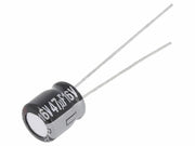 47uF 16V lodret elektrolyt, 6,3x7mm (105°C)