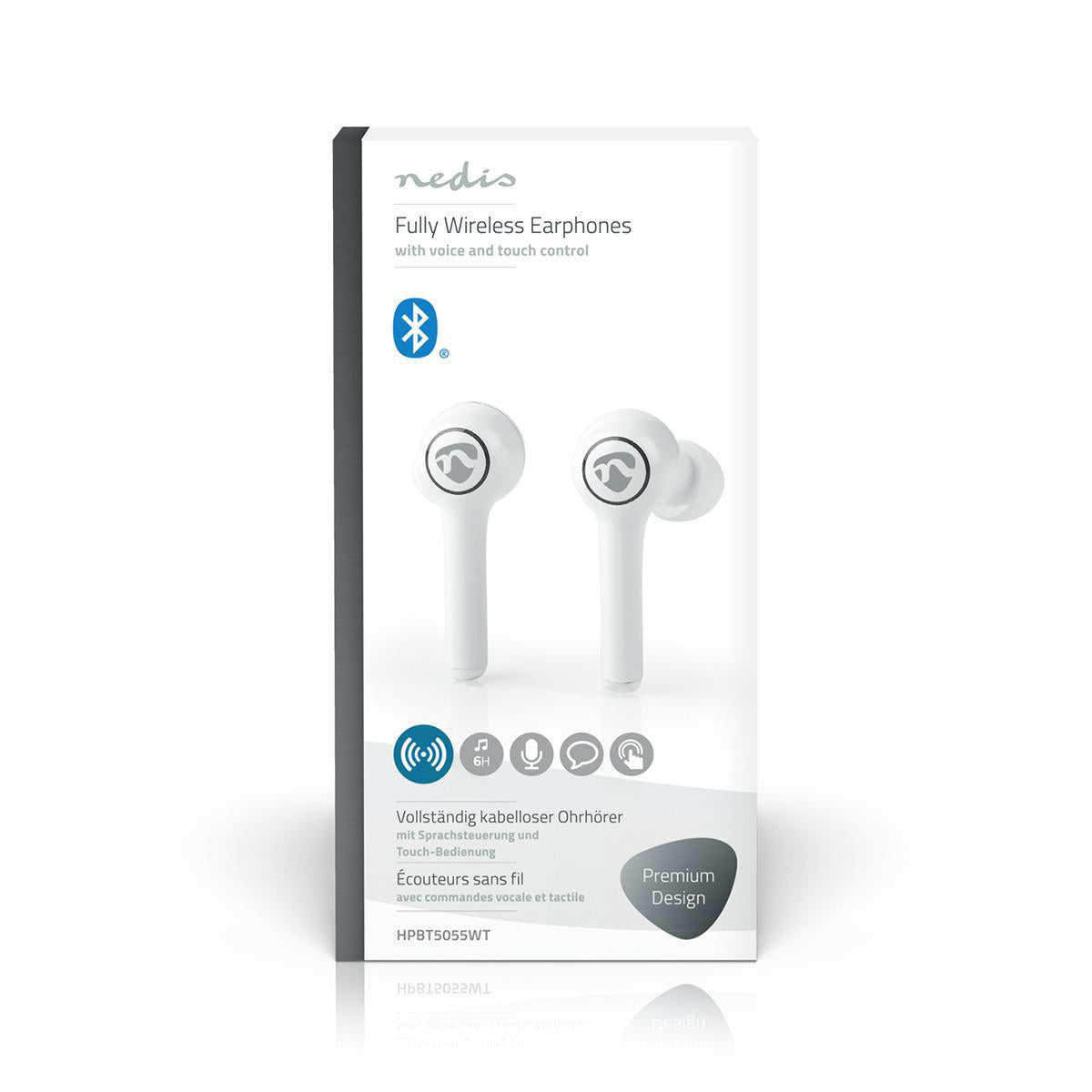 Bluetooth® in-ear headset - 6 timer, voice/touch, Hvid