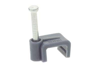 Kabelsøm-clips - Flad 4x6mm, Grå (100 stk. box)