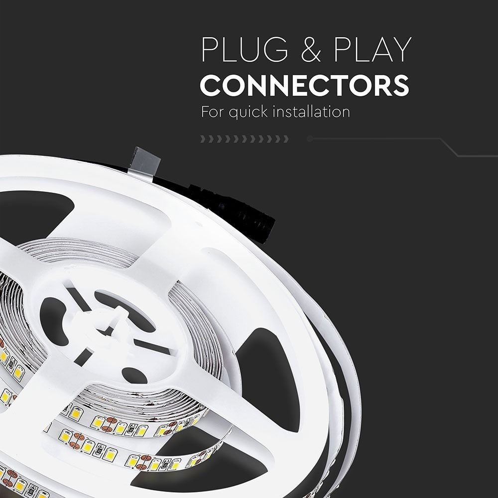 V-Tac 7,2W/m LED strip 8mm bred - 5m, 120 LED pr. meter (800lm/m, RA80)