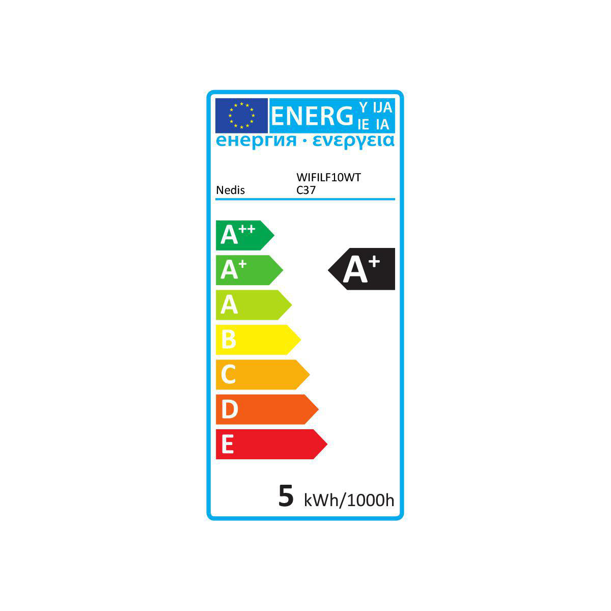 Wi-Fi Smart LED-pære - E14, C37, 5W, 400 lm, Hvid