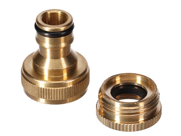 Messing hanekobling - 1/2"-3/4" hun gevind