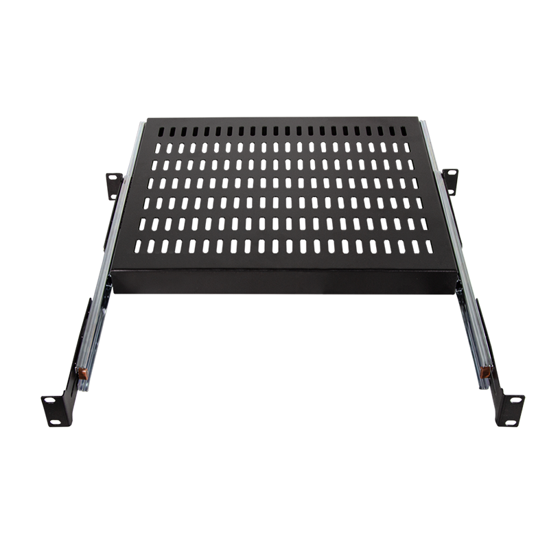 Udtrækshylde til 19" Rackskab - D:400mm, Sort