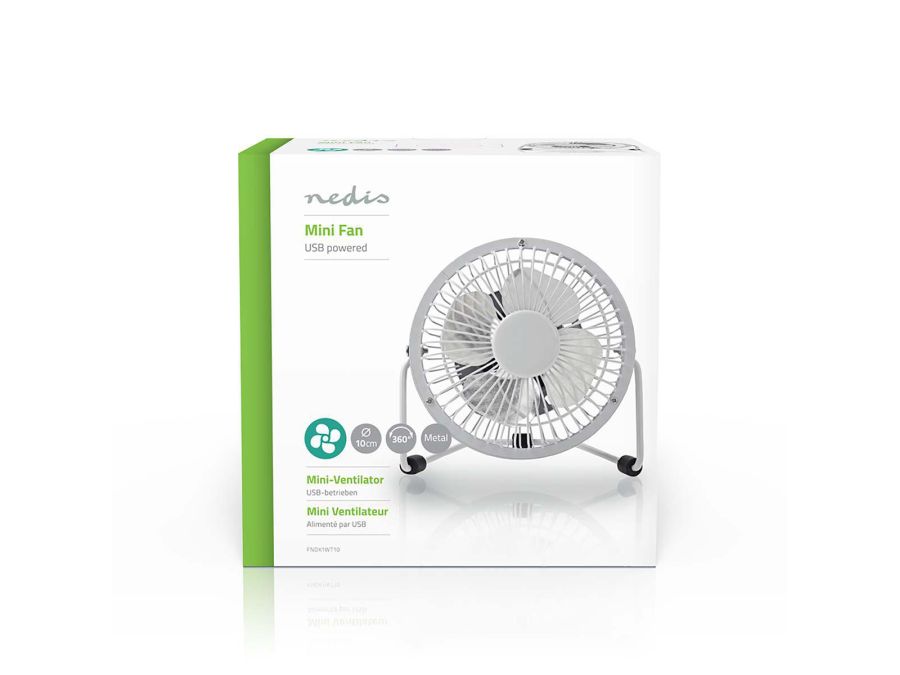 Miniventilator - Ø10cm, USB, Hvid