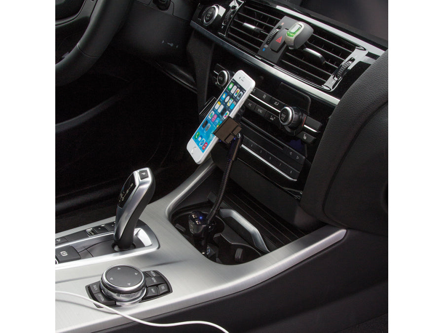 Svanehals billader/holder til smartphone - 2 x usb