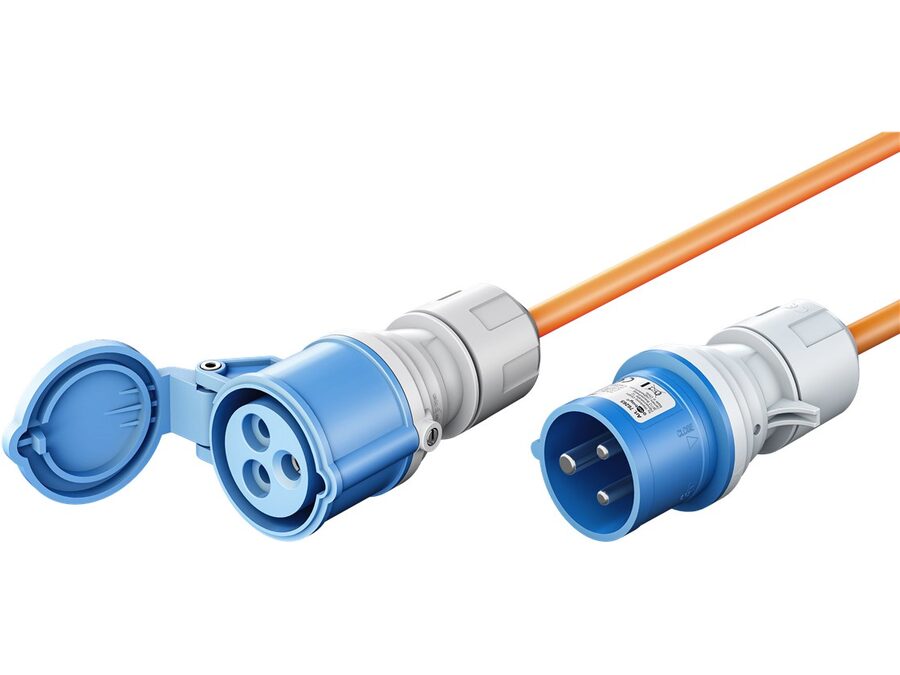 CEE forlængerkabel - CEE 3P hun til CEE 3P han (10m)