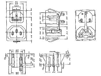 Apparatfatning - 3pol C14 han og C13 hun, 10A