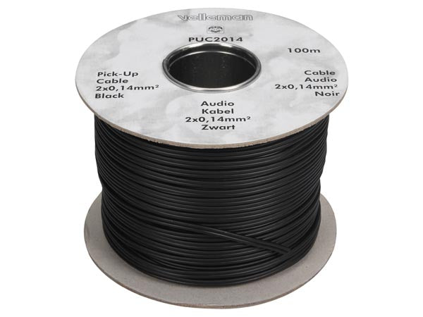 Phonokabel - 2x0,14mm² OFC, skærmet twin, Sort (metervare)