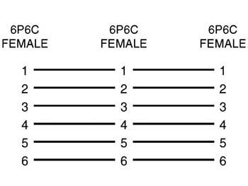 Telefon forgrening - 1 x RJ12 (6P6C) hun til 2 x RJ12 hun