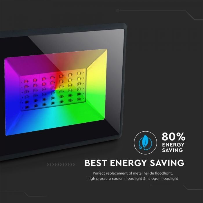 V-Tac 50W LED projektør RGB-Med RF fjernbetjening,udendørs