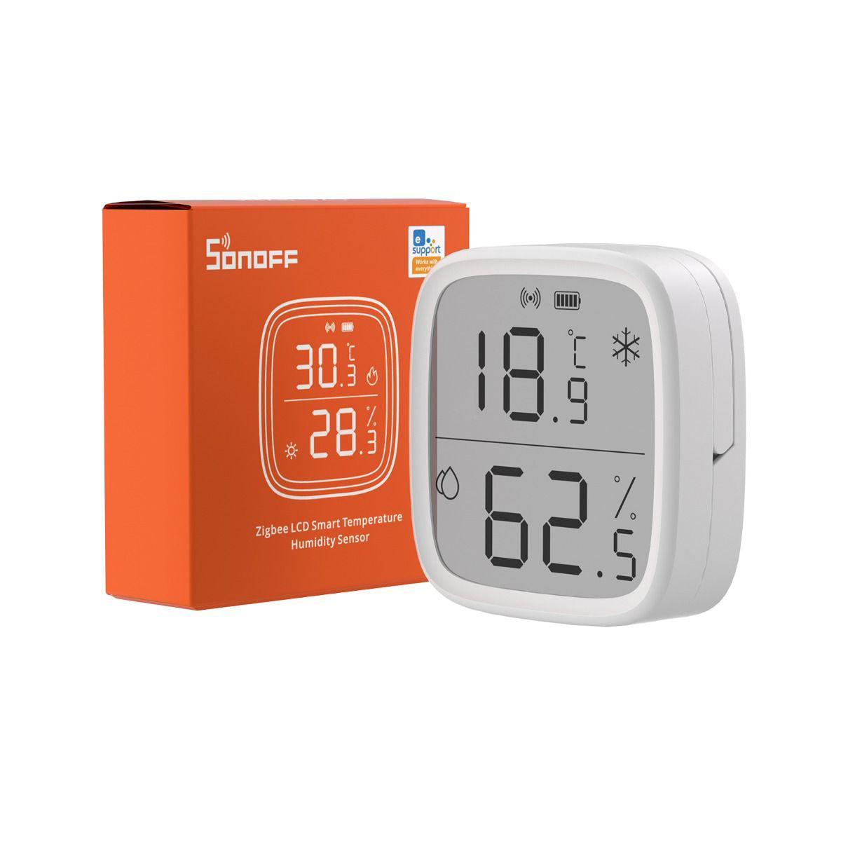 ZigBee temperatur- og fugtighedssensor, -9,9-60°C / 0-95%RH