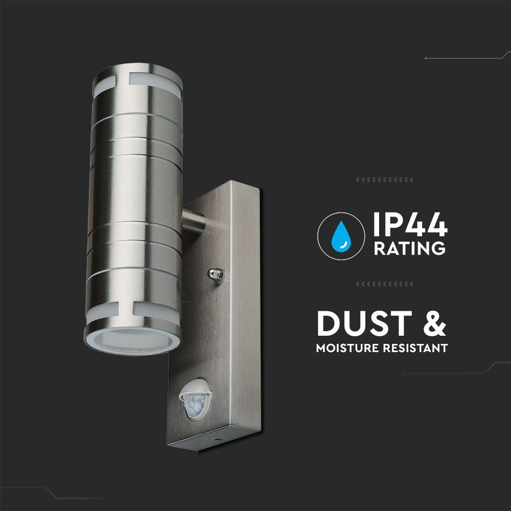Glas væglampe med sensor GU10 rustfrit stål hus (H:21,5 cm) - 2-vejs, IP44