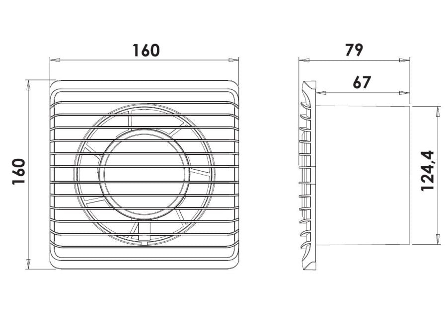 Vægventilator - planet eneRgy Ø125 HS, Fugtsensor, 8W