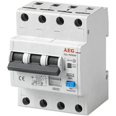 AEG kombiafbryder 13A 3P+N 6kA C 30mA