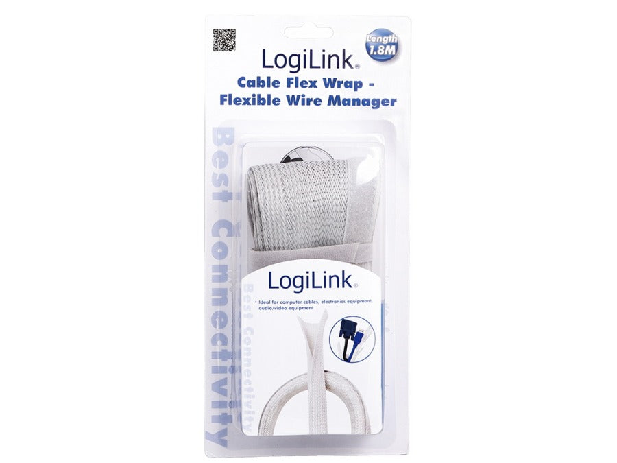 Kabelsok - Med velcro, Ø20-40mm, Grå (1,8m)