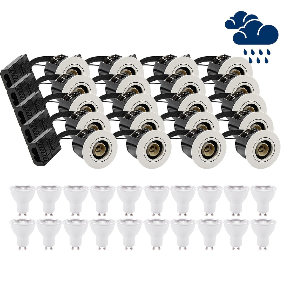 20 stk. LEDlife indbygningsspot Inno88 Udendørs - Hvid, IP44, 4,5W GU10, 230V, 400lm, isoleringsgodkendt