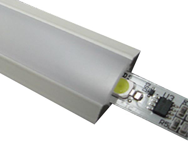Alu. LED strip profil - 45° hjørne dyb, Diffus (2m)