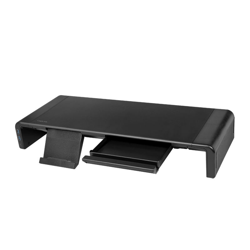 Monitorstand m. USB hub - 420-520mm, foldbar, USB 3.0+USB-C