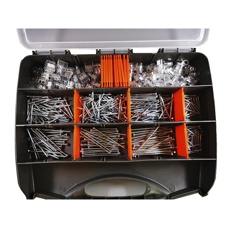 Sortimentskasse med afbryderskruer og samlemuffer