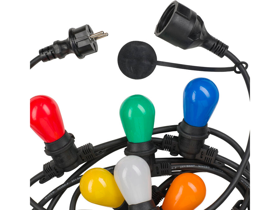 Prof. udendørs lyskæde u. pærer - 40 x E27 sokler (20m)