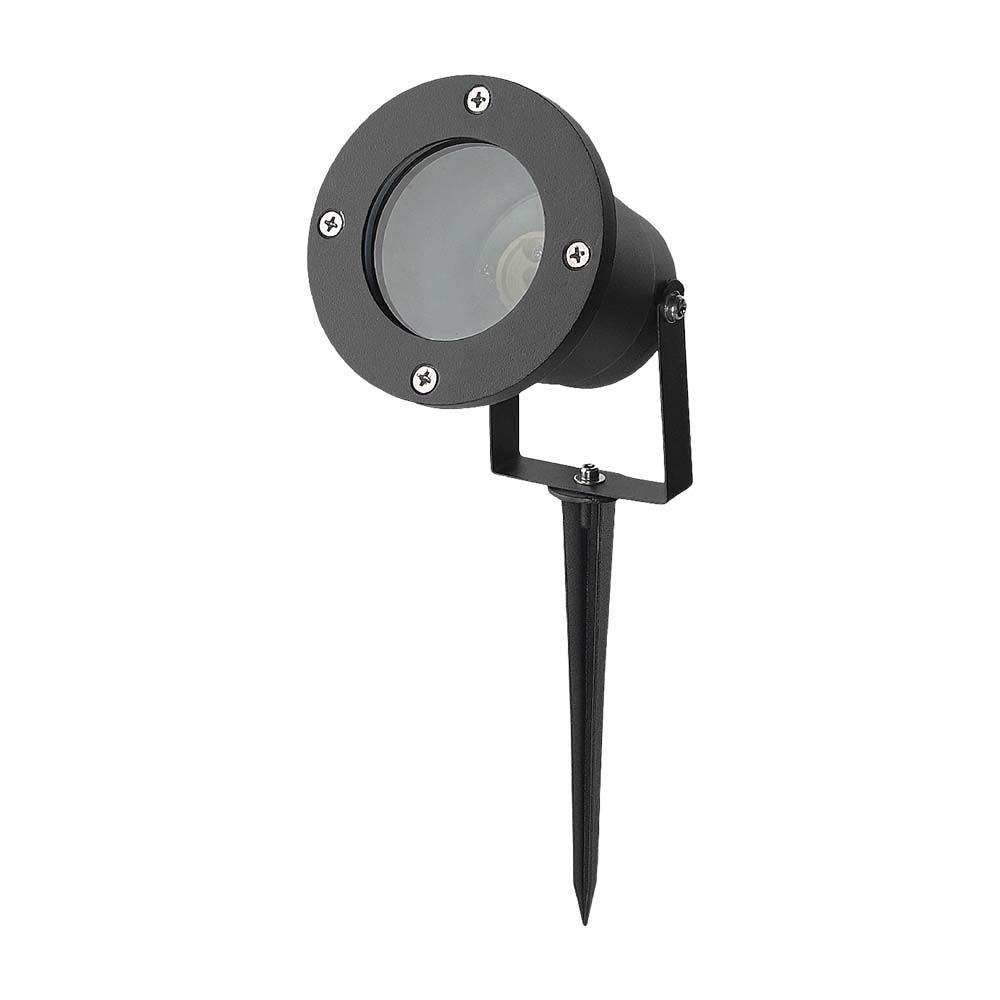 GU10 havelampe med spyd - aluminium hus, sort, IP65, V-Tac Pro serie, 3 års garanti