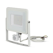 PIR-sensor projektør 50W med Samsung chip, 3000K, hvid hus - Professionel belysning til udendørs brug