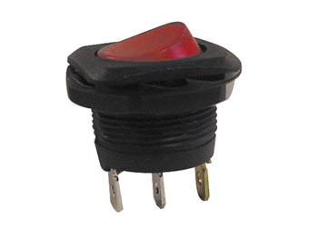 Vippekontakt - 1P OFF-ON, 6A-250V, RØD neon (Ø20mm hul)