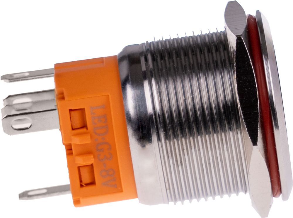 Trykkontakt - 1P ON-ON 3A/250V, GRØN LED