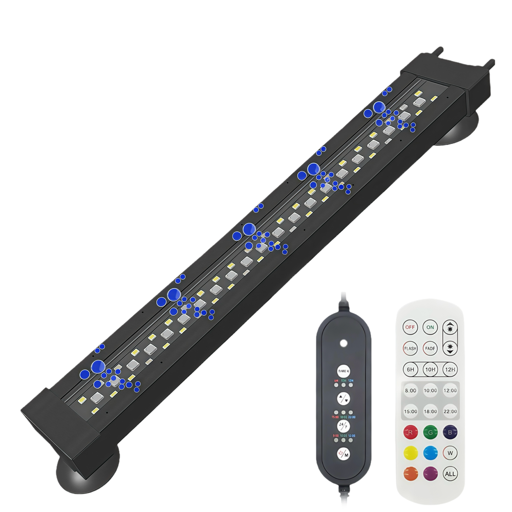 40 cm Akvarie Armatur - 12W, RGB+NW, Kan Bruges med Luftpumpe, IP68 Eksklusivt til Akvarier - Effektiv og Holdbar