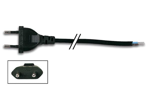 Strømkabel - Euro han til løs ende, Sort (1,5m)