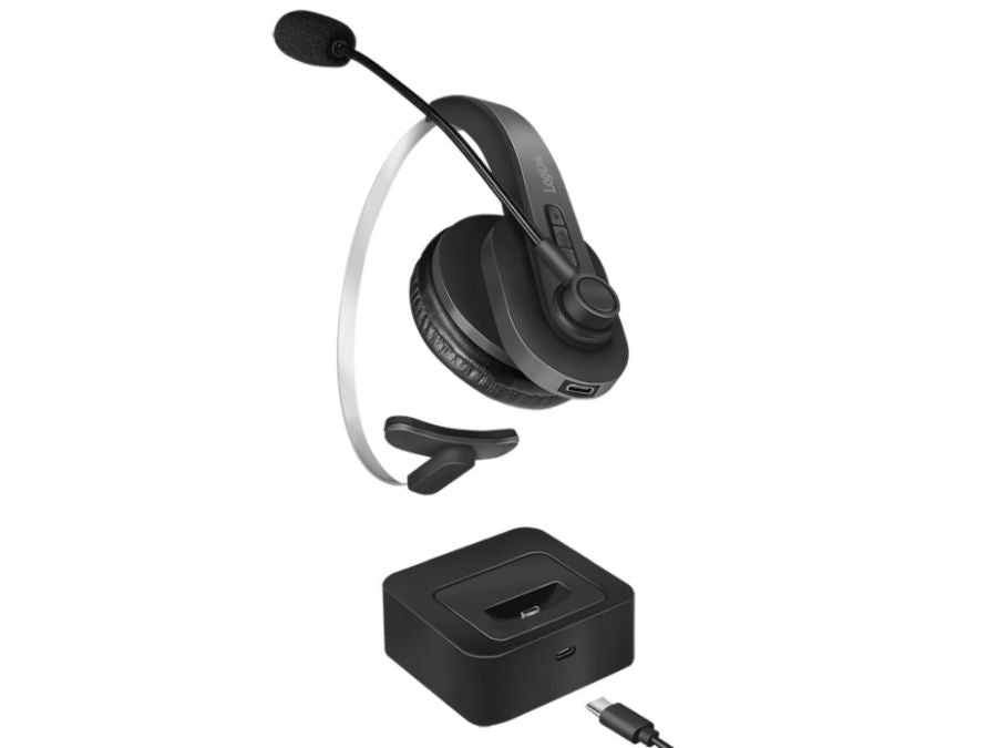 Bluetooth headset med opladerstand - Mono, Sort