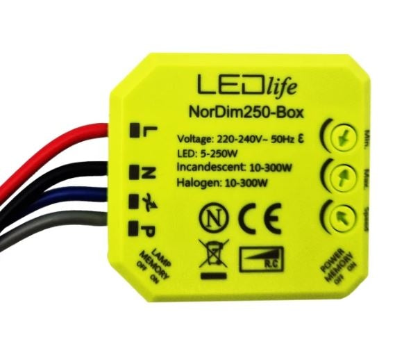 LED-dåse-Lysdæmper 5-250W - Justerbar dæmpning