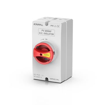 Kripal DC-forsyningsadsk. 32A 1200VDC 4P IP66 -25/+85C grå/sort